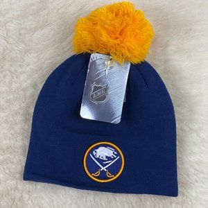 Buffalo Sabres NHL Navy Team Color Knit Winter Beanie Hat W Pom Women's